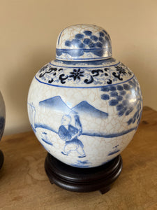 Pair of Asian Blue and White Ginger Jars