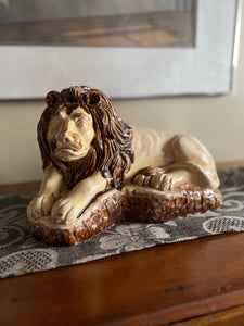 Recumbent Stoneware Lion