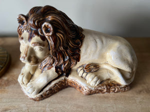 Recumbent Stoneware Lion