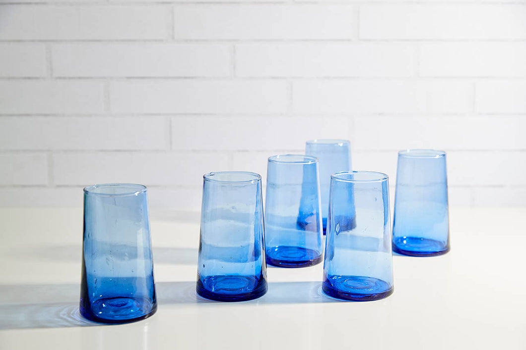 Blue Moroccan Cone Glassware Large - Set of 6