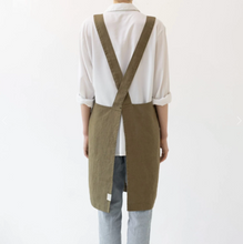 Load image into Gallery viewer, Martini Olive Linen Crossback Apron
