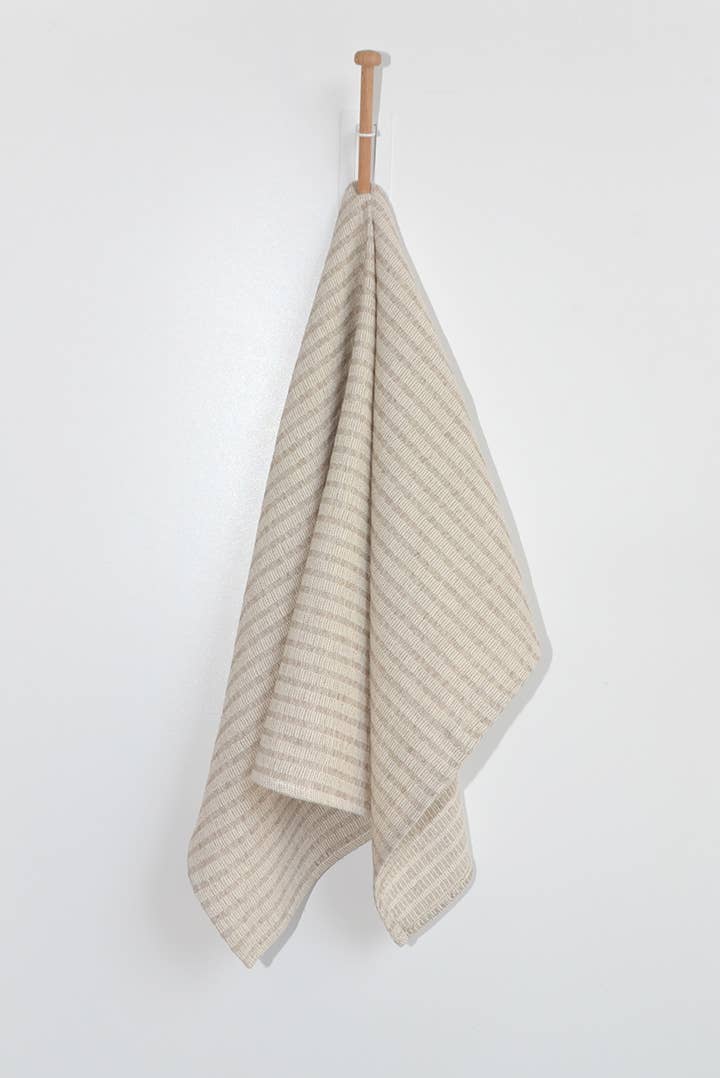 Nicholas Tea Towel Beige Ivory Stripes