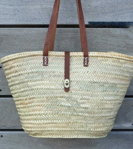 French Market Beach Basket With Leather Straps
