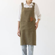 Load image into Gallery viewer, Martini Olive Linen Crossback Apron
