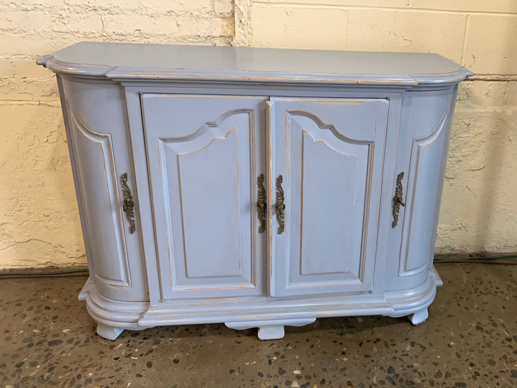 Blue Painted Curved Credenza